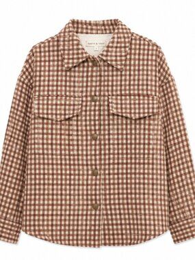 Sadie & Sage Brown and White Bomber Jacket | S
